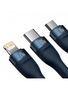 Baseus Flash Series II-kabel USB Typ C / USB Typ A - USB Typ C / Lightning / micro USB 100 W 1,2 m blå (CASS030103)