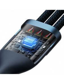 Baseus Flash Series II-kabel USB Typ C / USB Typ A - USB Typ C / Lightning / micro USB 100 W 1,5 m blå (CASS030203)