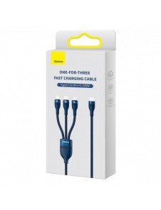 Baseus Flash Series II-kabel USB Typ C / USB Typ A - USB Typ C / Lightning / micro USB 100 W 1,5 m blå (CASS030203)