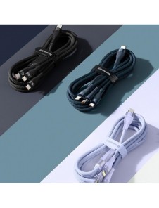 Baseus Flash Series II-kabel USB Typ C / USB Typ A - USB Typ C / Lightning / micro USB 100 W 1,5 m blå (CASS030203)