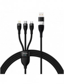 Baseus Flash Series II USB Typ C / USB Typ A-kabel - USB Typ C / Lightning / micro USB 100 W 1,2 m svart (CASS030101)