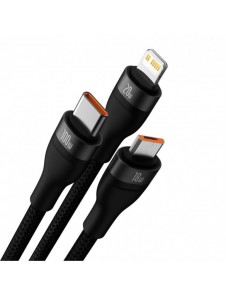 Baseus Flash Series II USB Typ C / USB Typ A-kabel - USB Typ C / Lightning / micro USB 100 W 1,2 m svart (CASS030101)