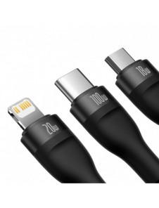 Baseus Flash Series II USB Typ C / USB Typ A-kabel - USB Typ C / Lightning / micro USB 100 W 1,2 m svart (CASS030101)