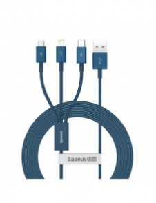 Baseus Superior 3in1 USB-kabel - Lightning / USB Type C / micro USB 3,5 A 1,5 m blå (CAMLTYS-03)