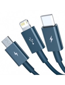 Baseus Superior 3in1 USB-kabel - Lightning / USB Type C / micro USB 3,5 A 1,5 m blå (CAMLTYS-03)