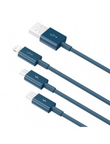 Baseus Superior 3in1 USB-kabel - Lightning / USB Type C / micro USB 3,5 A 1,5 m blå (CAMLTYS-03)