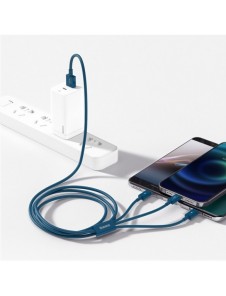 Baseus Superior 3in1 USB-kabel - Lightning / USB Type C / micro USB 3,5 A 1,5 m blå (CAMLTYS-03)