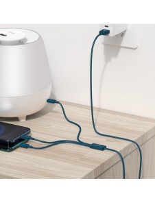 Baseus Superior 3in1 USB-kabel - Lightning / USB Type C / micro USB 3,5 A 1,5 m blå (CAMLTYS-03)