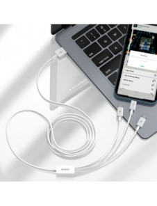 Baseus Superior 3in1 USB-kabel - Lightning / USB Type C / micro USB 3,5 A 1,5 m blå (CAMLTYS-03)