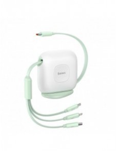 Baseus Traction Series 3-i-1 infällbar kabel USB Typ C - micro USB / USB Typ C / Lightning Power Delivery 100W 1,7 m grön (CAQY0