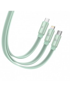 Baseus Traction Series 3-i-1 infällbar kabel USB Typ C - micro USB / USB Typ C / Lightning Power Delivery 100W 1,7 m grön (CAQY0