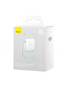 Baseus Traction Series 3-i-1 infällbar kabel USB Typ C - micro USB / USB Typ C / Lightning Power Delivery 100W 1,7 m grön (CAQY0