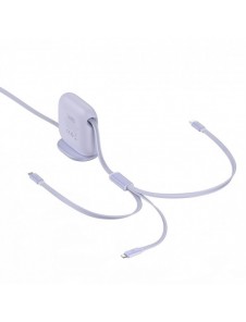 Baseus Traction Series 3-i-1 infällbar kabel USB Typ C - micro USB / USB Typ C / Lightning Power Delivery 100W 1,7m lila (CAQY00