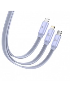 Baseus Traction Series 3-i-1 infällbar kabel USB Typ C - micro USB / USB Typ C / Lightning Power Delivery 100W 1,7m lila (CAQY00