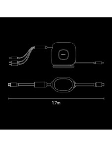 Baseus Traction Series 3-i-1 infällbar kabel USB Typ C - micro USB / USB Typ C / Lightning Power Delivery 100W 1,7m lila (CAQY00