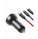 Baseus 2x USB 4.8A 24W billaddare med LCD + 3in1 kabel USB - USB Typ C / micro USB / Lightning 1.2m svart (TZCCBX-0G)