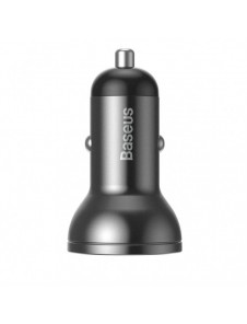 Baseus 2x USB 4.8A 24W billaddare med LCD + 3in1 kabel USB - USB Typ C / micro USB / Lightning 1.2m svart (TZCCBX-0G)