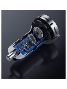 Baseus 2x USB 4.8A 24W billaddare med LCD + 3in1 kabel USB - USB Typ C / micro USB / Lightning 1.2m svart (TZCCBX-0G)