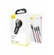 Baseus 2x USB 4.8A 24W billaddare med LCD + 3in1 kabel USB - USB Typ C / micro USB / Lightning 1.2m svart (TZCCBX-0G)