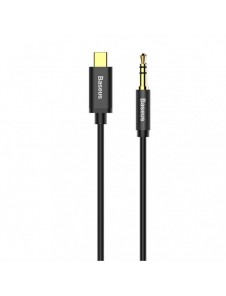 Baseus stereoljudkabel AUX 3,5 mm minijack - USB Typ C för surfplatta 120cm svart (CAM01-01)
