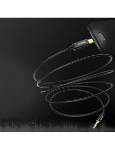 Baseus stereoljudkabel AUX 3,5 mm minijack - USB Typ C för surfplatta 120cm svart (CAM01-01)