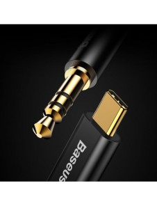 Baseus stereoljudkabel AUX 3,5 mm minijack - USB Typ C för surfplatta 120cm svart (CAM01-01)