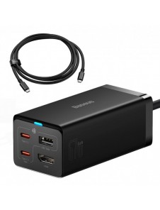 Baseus snabbladdare GaN5 Pro HUB HDMI 2 x USB-C / USB-A / HDMI 4K 30Hz 1,5m svart + USB-C-kabel - USB-C 100W 40Gb/s (USB4) 1m (C