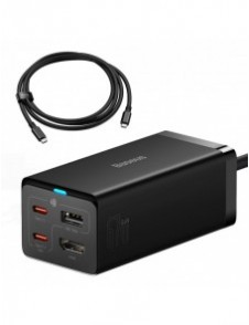 Baseus snabbladdare GaN5 Pro HUB HDMI 2 x USB-C / USB-A / HDMI 4K 30Hz 1,5m svart + USB-C-kabel - USB-C 100W 40Gb/s (USB4) 1m (C