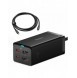 Baseus snabbladdare GaN5 Pro HUB HDMI 2 x USB-C / USB-A / HDMI 4K 30Hz 1,5m svart + USB-C-kabel - USB-C 100W 40Gb/s (USB4) 1m (C