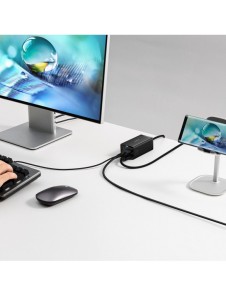 Baseus snabbladdare GaN5 Pro HUB HDMI 2 x USB-C / USB-A / HDMI 4K 30Hz 1,5m svart + USB-C-kabel - USB-C 100W 40Gb/s (USB4) 1m (C