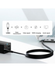 Baseus snabbladdare GaN5 Pro HUB HDMI 2 x USB-C / USB-A / HDMI 4K 30Hz 1,5m svart + USB-C-kabel - USB-C 100W 40Gb/s (USB4) 1m (C