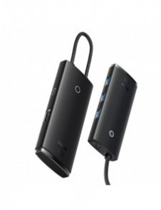 Baseus Lite Series HUB-adapter USB Typ C - HDMI / 4x USB 3.0 20cm svart (WKQX040001)