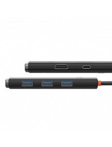 Baseus Lite Series HUB-adapter USB Typ C - HDMI / 4x USB 3.0 20cm svart (WKQX040001)