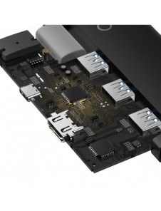 Baseus Lite Series HUB-adapter USB Typ C - HDMI / 4x USB 3.0 20cm svart (WKQX040001)