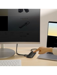 Baseus Lite Series HUB-adapter USB Typ C - HDMI / 4x USB 3.0 20cm svart (WKQX040001)