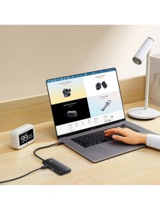 Baseus Lite Series HUB-adapter USB Typ C - HDMI / 4x USB 3.0 20cm svart (WKQX040001)