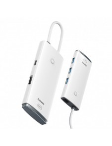 Baseus Lite Series HUB-adapter USB Typ C - HDMI / 4x USB 3.0 20cm vit (WKQX040002)