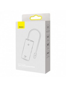 Baseus Lite Series HUB-adapter USB Typ C - HDMI / 4x USB 3.0 20cm vit (WKQX040002)
