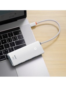 Baseus Lite Series HUB-adapter USB Typ C - HDMI / 4x USB 3.0 20cm vit (WKQX040002)
