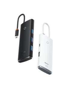 Baseus Lite Series HUB-adapter USB Typ C - HDMI / 4x USB 3.0 20cm vit (WKQX040002)