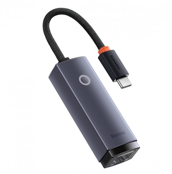 Baseus Lite Series-adapter USB Typ C - RJ45 LAN-uttag 100 Mbps grå (WKQX000213)