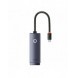 Baseus Lite Series-adapter USB Typ C - RJ45 LAN-uttag 100 Mbps grå (WKQX000213)
