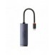 Baseus Lite Series-adapter USB Typ C - RJ45 LAN-uttag 100 Mbps grå (WKQX000213)