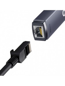 Baseus Lite Series-adapter USB Typ C - RJ45 LAN-uttag 100 Mbps grå (WKQX000213)