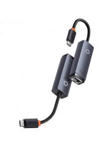 Baseus Lite Series-adapter USB Typ C - RJ45 LAN-uttag 100 Mbps grå (WKQX000213)