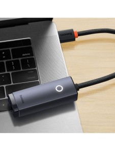 Baseus Lite Series-adapter USB Typ C - RJ45 LAN-uttag 100 Mbps grå (WKQX000213)