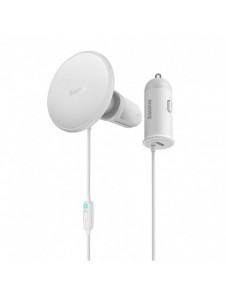 Baseus trådlös billaddare med MagSafe 15W hållare för luftventil + USB Typ C 25W vit (CW01)