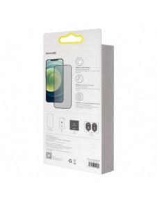 Baseus 2x härdat glas 0,3 mm Anti Spy helskärmsram iPhone 12 Pro / iPhone 12 (SGAPIPH61P-KS01) (fodralvänlig)