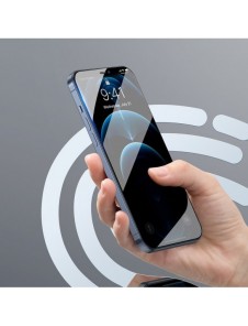 Baseus 2x härdat glas 0,3 mm Anti Spy helskärmsram iPhone 12 Pro / iPhone 12 (SGAPIPH61P-KS01) (fodralvänlig)