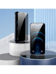 Baseus 2x härdat glas 0,3 mm Anti Spy helskärmsram iPhone 12 Pro / iPhone 12 (SGAPIPH61P-KS01) (fodralvänlig)